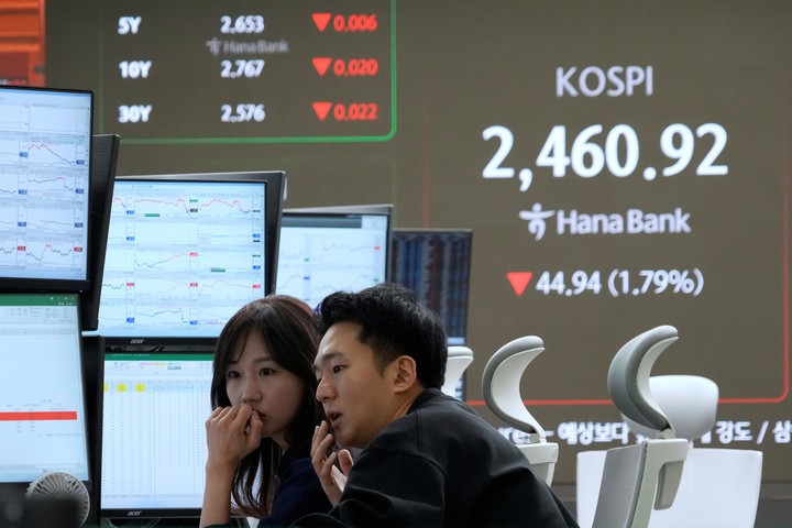 Operadores en la Bolsa de Corea el Sur. Foto: AP