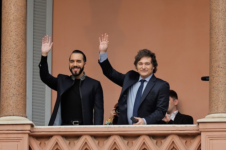 En octubre pasado, Milei recibió a Bukele en Casa Rosada. Foto: EFE 