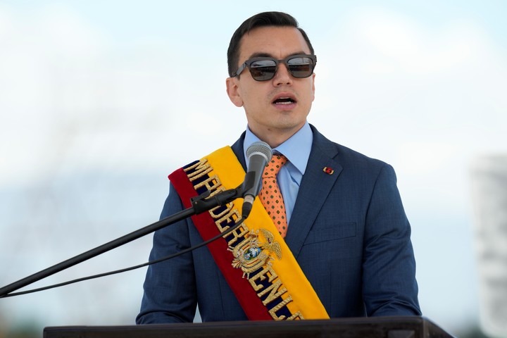 El presidente de Ecuador, Daniel Noboa. Foto AP